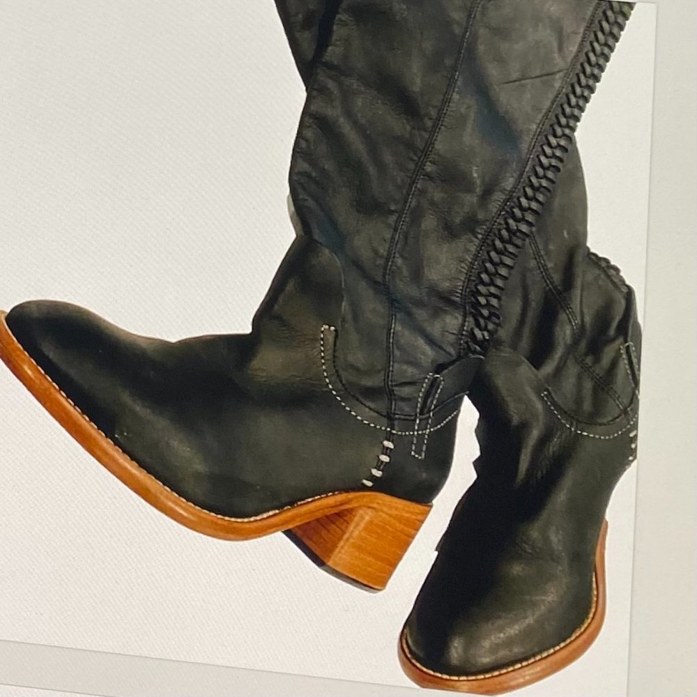 DOLCE VITA VERO CIOUO BLACK LEATHER CALF BOOTS 8 1/2